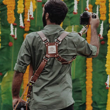 Load image into Gallery viewer, THE WARRIOR (Leather Double Camera Strap Belt with Customised Logo)
