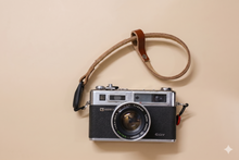Load image into Gallery viewer, Personalized leather camera wrist strap with engraved name